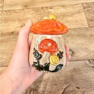 Vintage 70s Small Mushroom Ceramic Canister